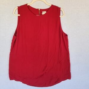 Chico's Top Blouse Size 2 Large Red Sleeveless Office Career Christmas Holiday